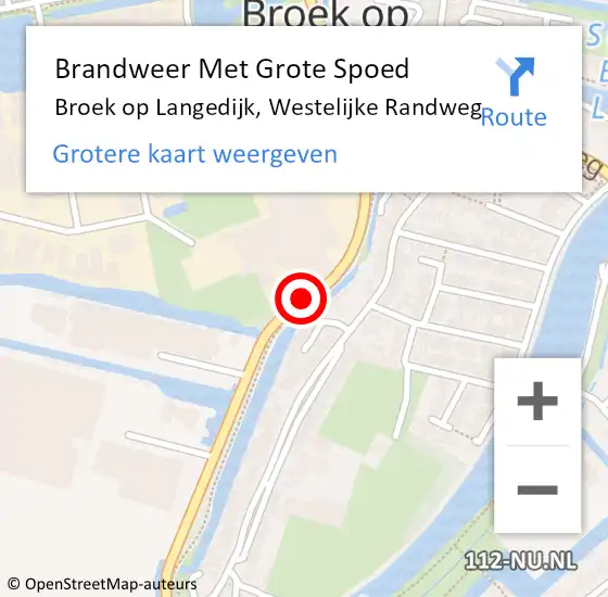 Locatie op kaart van de 112 melding: Brandweer Met Grote Spoed Naar Broek op Langedijk, Westelijke Randweg op 12 september 2020 14:47
