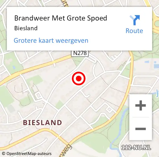 Locatie op kaart van de 112 melding: Brandweer Met Grote Spoed Naar Biesland op 12 september 2020 15:50