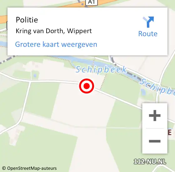 Locatie op kaart van de 112 melding: Politie Kring van Dorth, Wippert op 12 september 2020 17:23