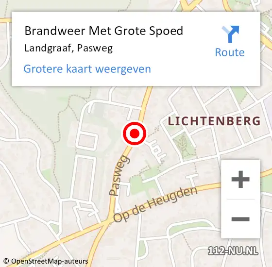 Locatie op kaart van de 112 melding: Brandweer Met Grote Spoed Naar Landgraaf, Pasweg op 12 september 2020 23:25