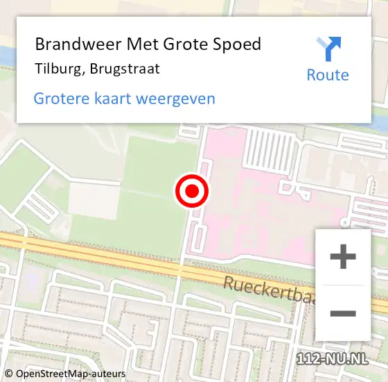Locatie op kaart van de 112 melding: Brandweer Met Grote Spoed Naar Tilburg, Brugstraat op 13 september 2020 06:45