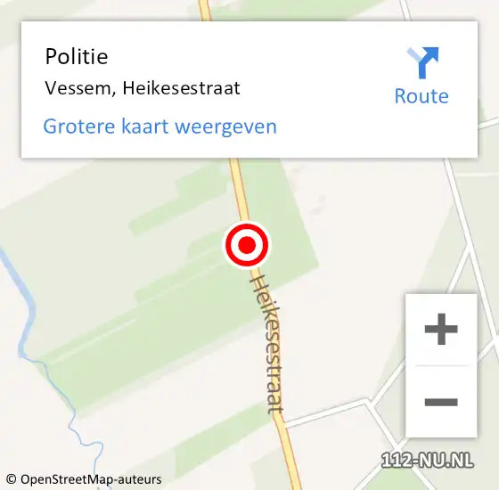Locatie op kaart van de 112 melding: Politie Vessem, Heikesestraat op 13 september 2020 11:24