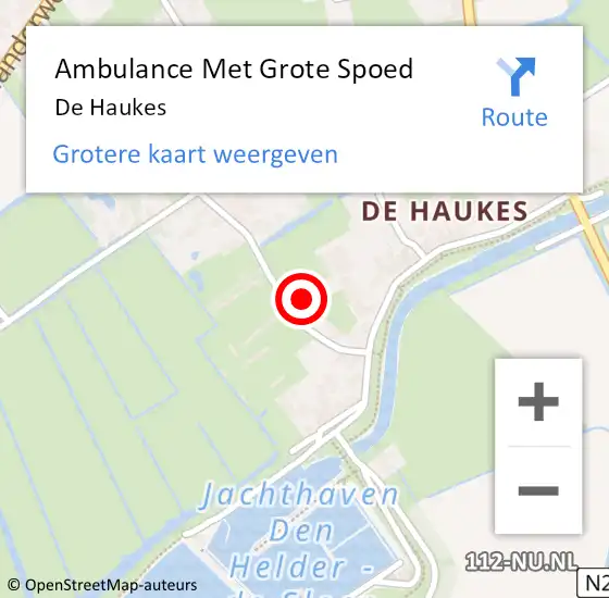 Locatie op kaart van de 112 melding: Ambulance Met Grote Spoed Naar De Haukes op 13 september 2020 16:49