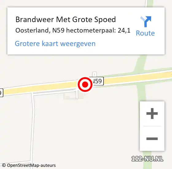 Locatie op kaart van de 112 melding: Brandweer Met Grote Spoed Naar Oosterland, N59 hectometerpaal: 24,1 op 13 september 2020 19:33