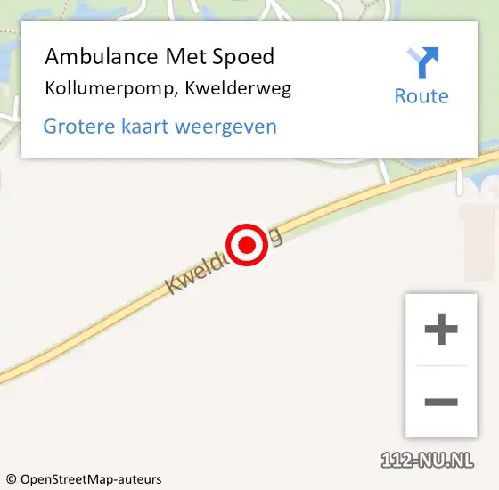Locatie op kaart van de 112 melding: Ambulance Met Spoed Naar Kollumerpomp, Kwelderweg op 13 september 2020 20:22
