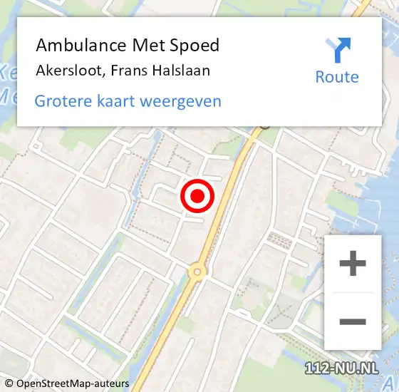 Locatie op kaart van de 112 melding: Ambulance Met Spoed Naar Akersloot, Frans Halslaan op 13 september 2020 23:09