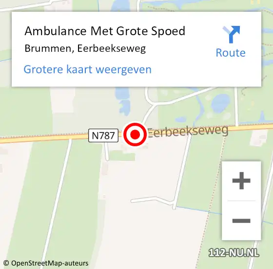 Locatie op kaart van de 112 melding: Ambulance Met Grote Spoed Naar Brummen, Eerbeekseweg op 14 september 2020 01:11