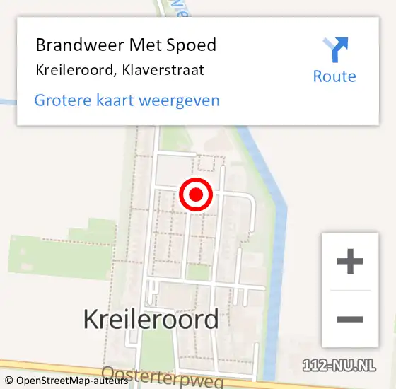 Locatie op kaart van de 112 melding: Brandweer Met Spoed Naar Kreileroord, Klaverstraat op 14 september 2020 03:25