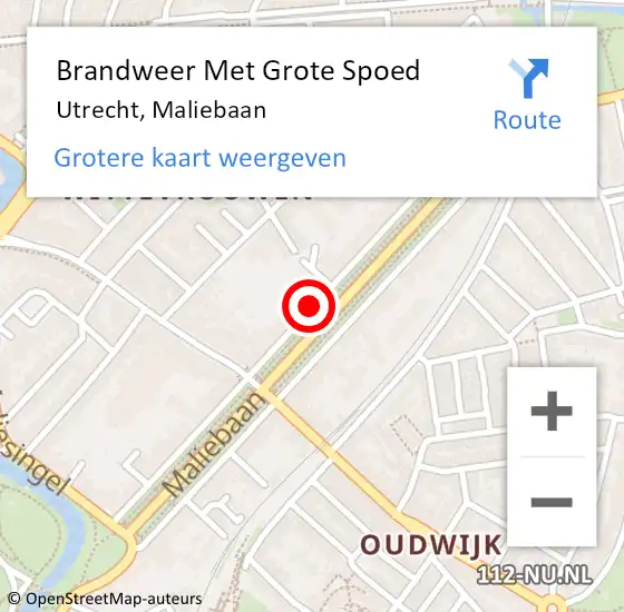 Locatie op kaart van de 112 melding: Brandweer Met Grote Spoed Naar Utrecht, Maliebaan op 14 september 2020 12:50