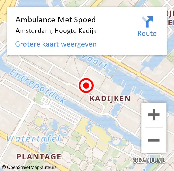 Locatie op kaart van de 112 melding: Ambulance Met Spoed Naar Amsterdam, Hoogte Kadijk op 14 september 2020 16:11