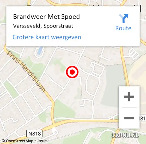 Locatie op kaart van de 112 melding: Brandweer Met Spoed Naar Varsseveld, Spoorstraat op 14 september 2020 17:51