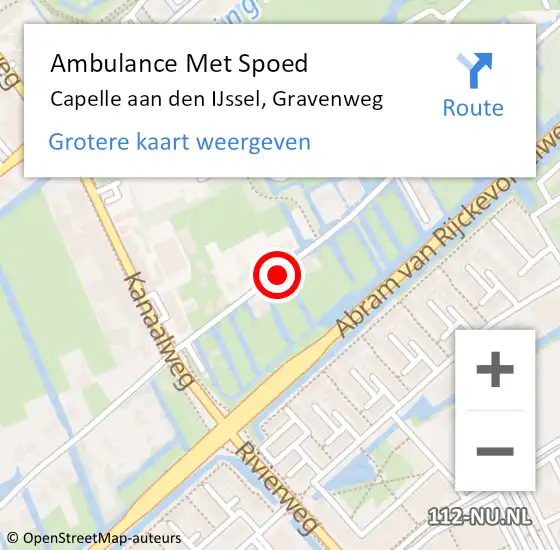 Locatie op kaart van de 112 melding: Ambulance Met Spoed Naar Capelle aan den IJssel, Gravenweg op 15 september 2020 08:54