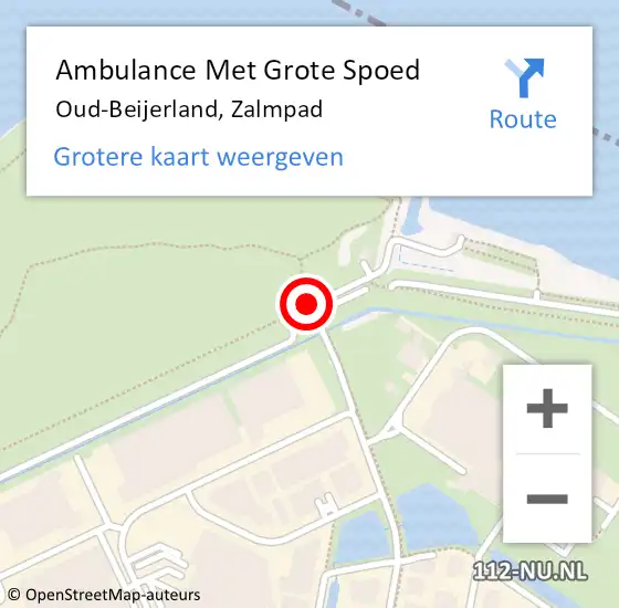 Locatie op kaart van de 112 melding: Ambulance Met Grote Spoed Naar Oud-Beijerland, Zalmpad op 15 september 2020 14:54