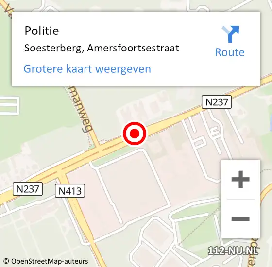 Locatie op kaart van de 112 melding: Politie Soesterberg, Amersfoortsestraat op 15 september 2020 16:46