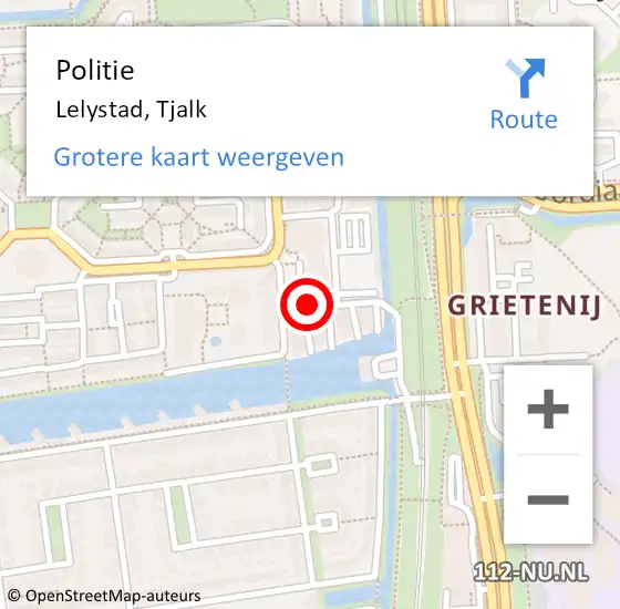 Locatie op kaart van de 112 melding: Politie Lelystad, Tjalk op 15 september 2020 18:35