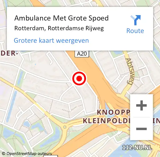 Locatie op kaart van de 112 melding: Ambulance Met Grote Spoed Naar Rotterdam, Rotterdamse Rijweg op 16 september 2020 11:12