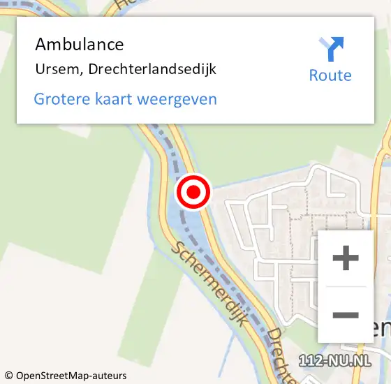 Locatie op kaart van de 112 melding: Ambulance Ursem, Drechterlandsedijk op 16 september 2020 15:28