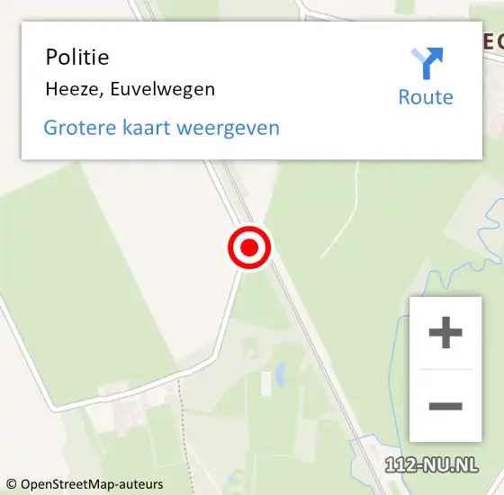 Locatie op kaart van de 112 melding: Politie Heeze, Euvelwegen op 16 september 2020 16:00