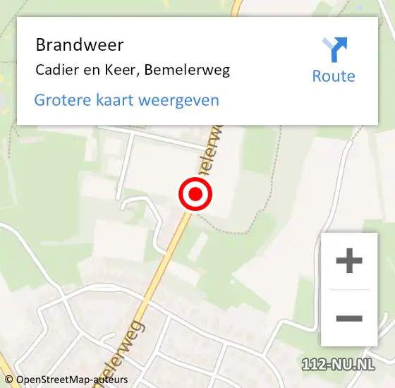 Locatie op kaart van de 112 melding: Brandweer Cadier en Keer, Bemelerweg op 19 mei 2014 09:43