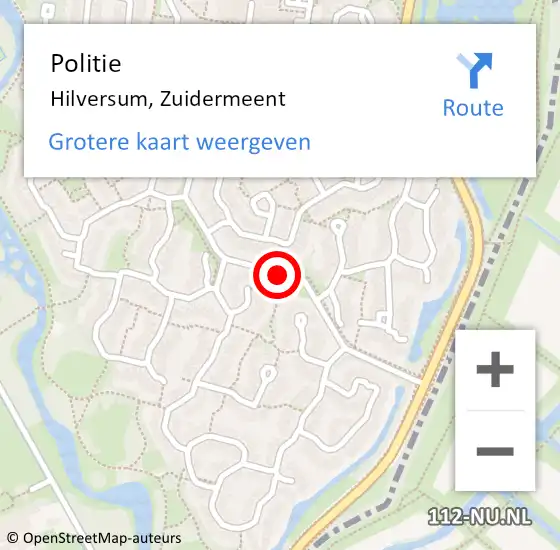 Locatie op kaart van de 112 melding: Politie Hilversum, Zuidermeent op 16 september 2020 16:58