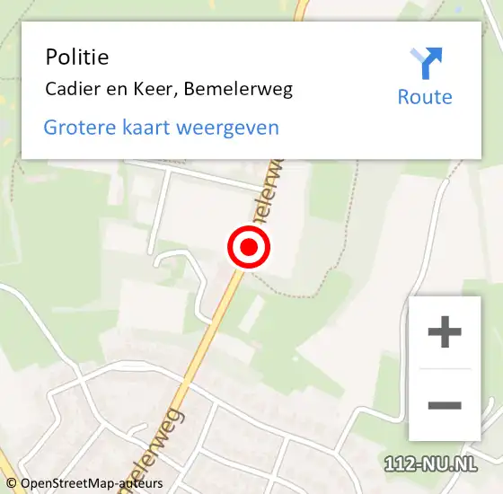 Locatie op kaart van de 112 melding: Politie Cadier en Keer, Bemelerweg op 16 september 2020 17:16