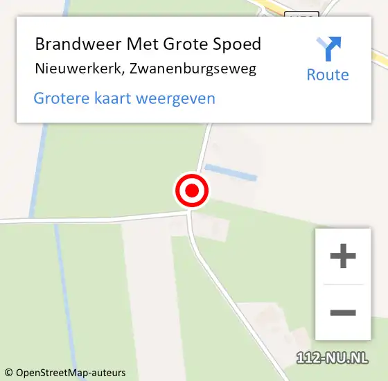 Locatie op kaart van de 112 melding: Brandweer Met Grote Spoed Naar Nieuwerkerk, Zwanenburgseweg op 16 september 2020 18:01
