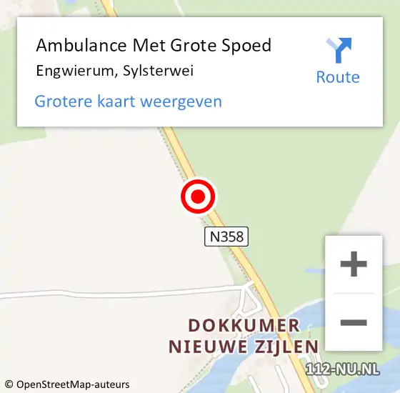 Locatie op kaart van de 112 melding: Ambulance Met Grote Spoed Naar Engwierum, Sylsterwei op 16 september 2020 21:02