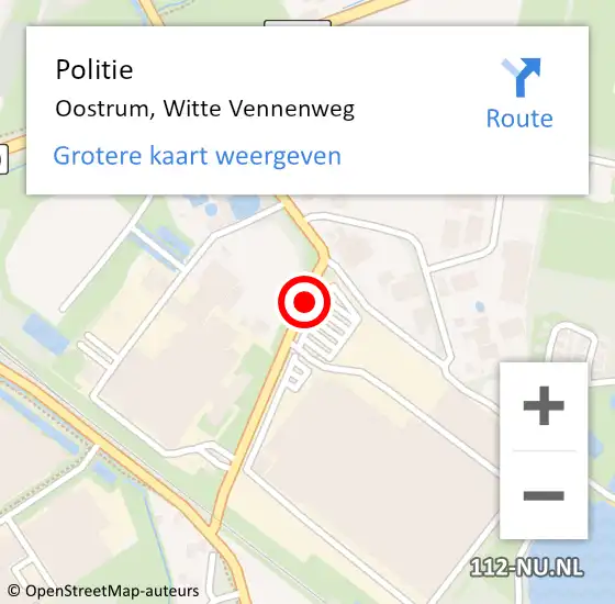 Locatie op kaart van de 112 melding: Politie Oostrum, Witte Vennenweg op 17 september 2020 09:04