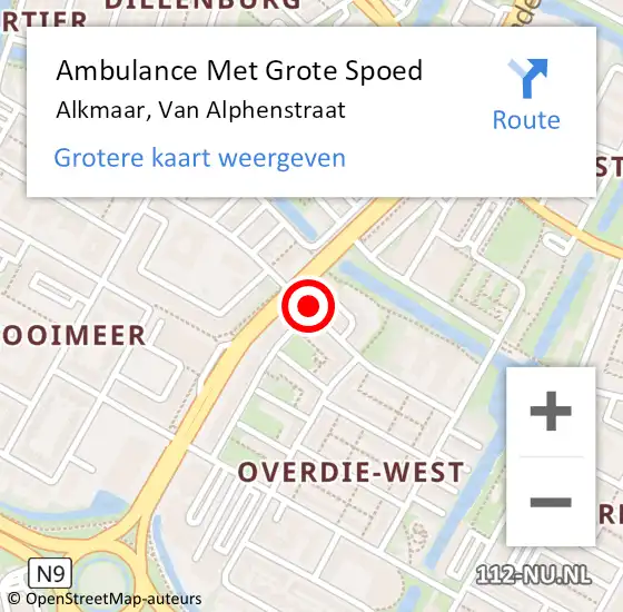 Locatie op kaart van de 112 melding: Ambulance Met Grote Spoed Naar Alkmaar, Van Alphenstraat op 17 september 2020 10:59