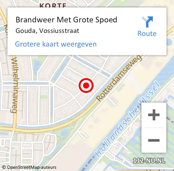 Locatie op kaart van de 112 melding: Brandweer Met Grote Spoed Naar Gouda, Vossiusstraat op 17 september 2020 16:28