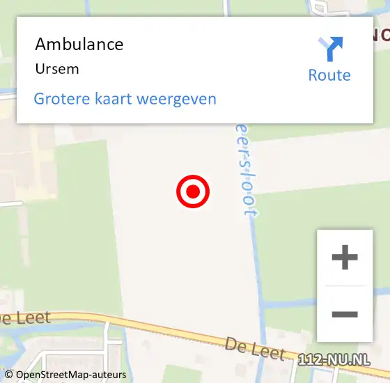 Locatie op kaart van de 112 melding: Ambulance Ursem op 17 september 2020 16:31
