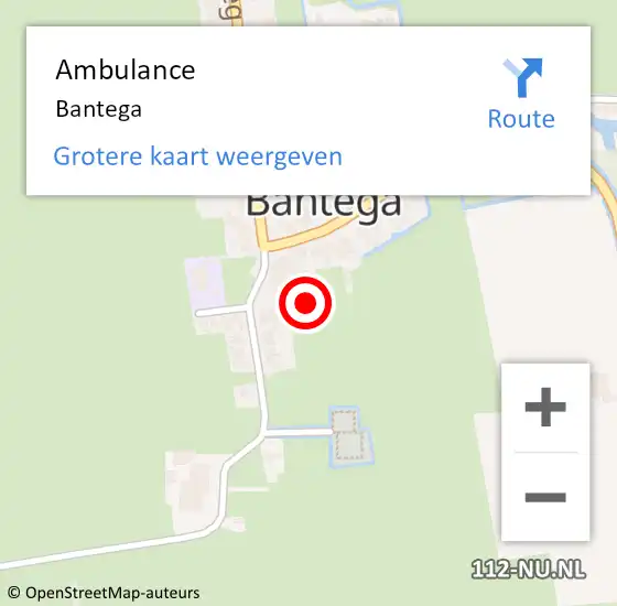 Locatie op kaart van de 112 melding: Ambulance Bantega op 17 september 2020 19:32