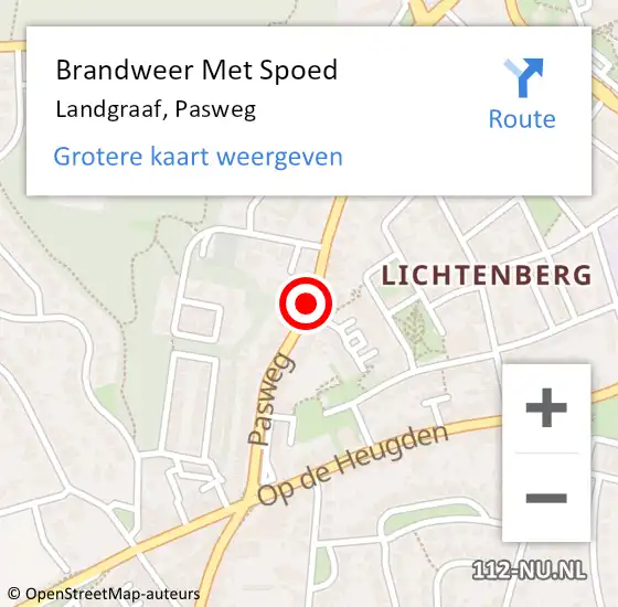 Locatie op kaart van de 112 melding: Brandweer Met Spoed Naar Landgraaf, Pasweg op 18 september 2020 05:27