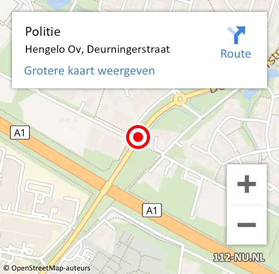 Locatie op kaart van de 112 melding: Politie Hengelo, Deurningerstraat op 18 september 2020 12:02