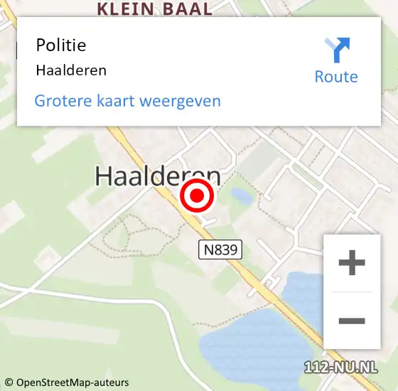 Locatie op kaart van de 112 melding: Politie Haalderen op 18 september 2020 12:05