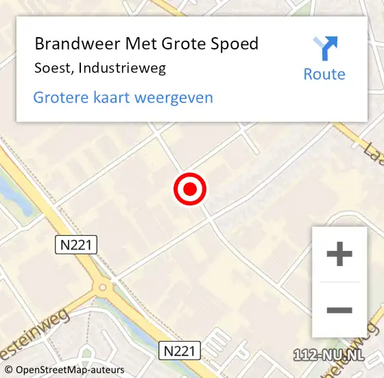 Locatie op kaart van de 112 melding: Brandweer Met Grote Spoed Naar Soest, Industrieweg op 18 september 2020 13:26