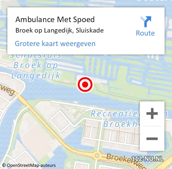 Locatie op kaart van de 112 melding: Ambulance Met Spoed Naar Broek op Langedijk, Sluiskade op 18 september 2020 13:45