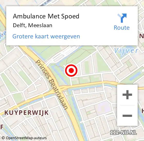 Locatie op kaart van de 112 melding: Ambulance Met Spoed Naar Delft, Meeslaan op 2 oktober 2013 12:41