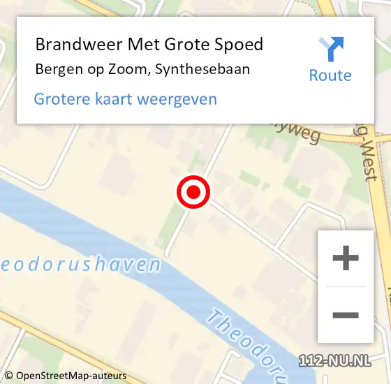 Locatie op kaart van de 112 melding: Brandweer Met Grote Spoed Naar Bergen op Zoom, Synthesebaan op 18 september 2020 17:26