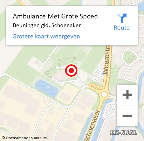 Locatie op kaart van de 112 melding: Ambulance Met Grote Spoed Naar Beuningen gld, Schoenaker op 19 september 2020 09:42