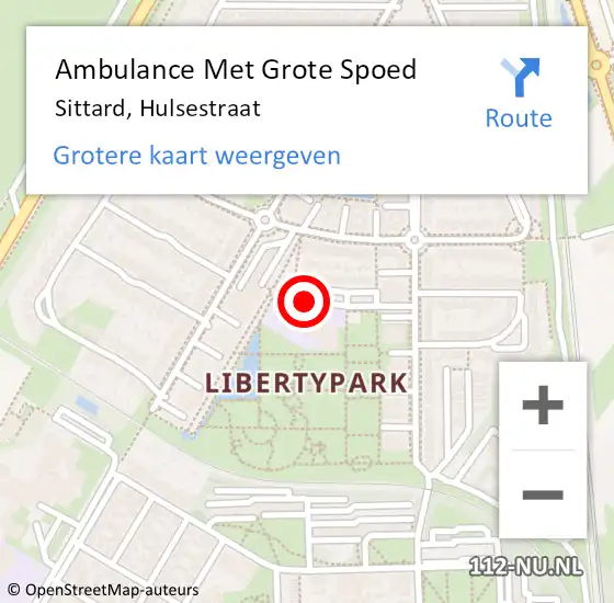 Locatie op kaart van de 112 melding: Ambulance Met Grote Spoed Naar Sittard, Hulsestraat op 19 mei 2014 14:02