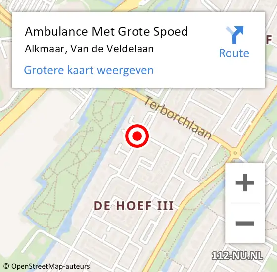 Locatie op kaart van de 112 melding: Ambulance Met Grote Spoed Naar Alkmaar, Van De Veldelaan op 19 september 2020 11:42