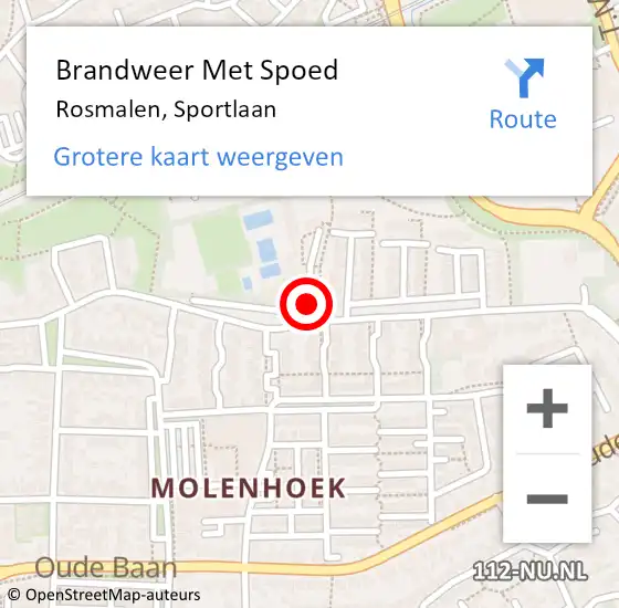 Locatie op kaart van de 112 melding: Brandweer Met Spoed Naar Rosmalen, Sportlaan op 19 september 2020 13:04