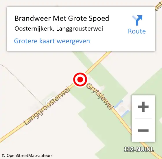 Locatie op kaart van de 112 melding: Brandweer Met Grote Spoed Naar Oosternijkerk, Langgrousterwei op 19 september 2020 14:05