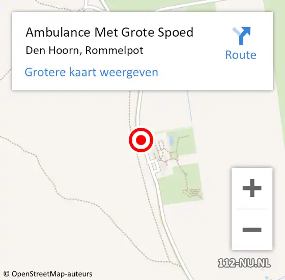 Locatie op kaart van de 112 melding: Ambulance Met Grote Spoed Naar Den Hoorn, Rommelpot op 19 september 2020 18:38