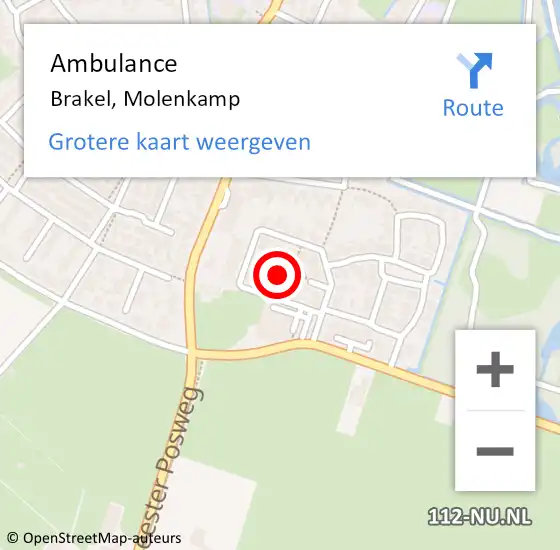Locatie op kaart van de 112 melding: Ambulance Brakel, Molenkamp op 19 september 2020 21:34