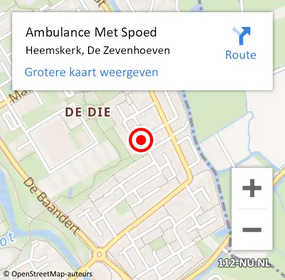 Locatie op kaart van de 112 melding: Ambulance Met Spoed Naar Heemskerk, De Zevenhoeven op 19 september 2020 23:52