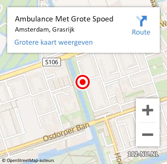 Locatie op kaart van de 112 melding: Ambulance Met Grote Spoed Naar Amsterdam, Grasrijk op 20 september 2020 07:39