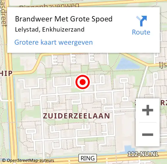 Locatie op kaart van de 112 melding: Brandweer Met Grote Spoed Naar Lelystad, Enkhuizerzand op 20 september 2020 11:49