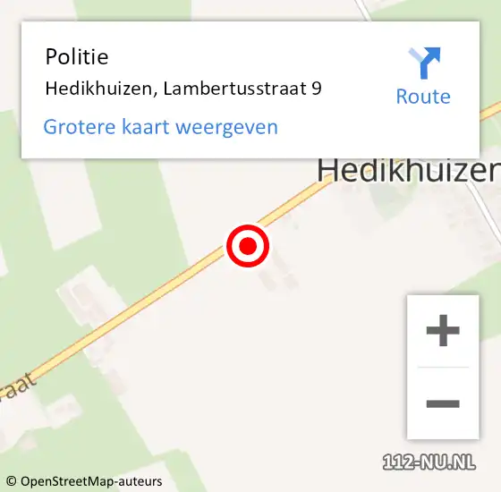 Locatie op kaart van de 112 melding: Politie Hedikhuizen, Lambertusstraat 9 op 20 september 2020 12:08